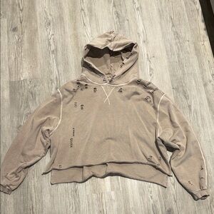 Distressed Tan Hoodie